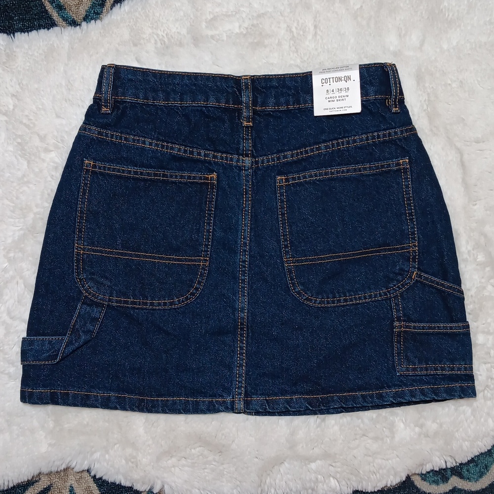 New Cotton On cargo denim mini skirt womens sz 4